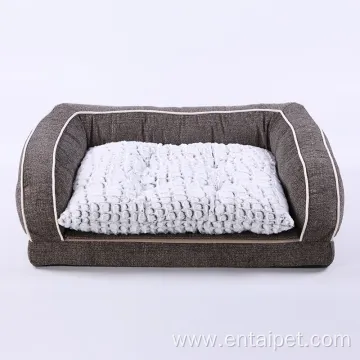 Faux Fur Dog Removeable Sofa Rectangular Bolster Bed